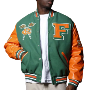 Florida am university greenorange satin varsity jacket 1
