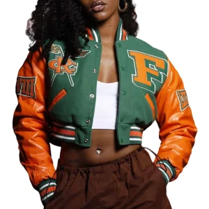 Florida am university womens wool leather varsity jacket 1