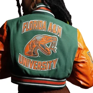Florida am university womens wool leather varsity jacket 2
