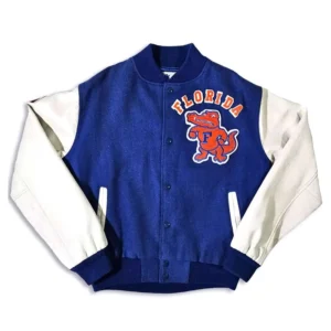 Florida gators 80s bomber bluewhite satin varsity jacket 1