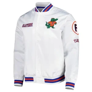 Florida gators city collection white varsity satin jacket 2