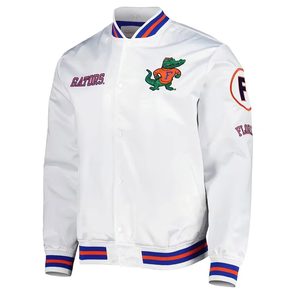 Florida gators city collection white varsity satin jacket 2