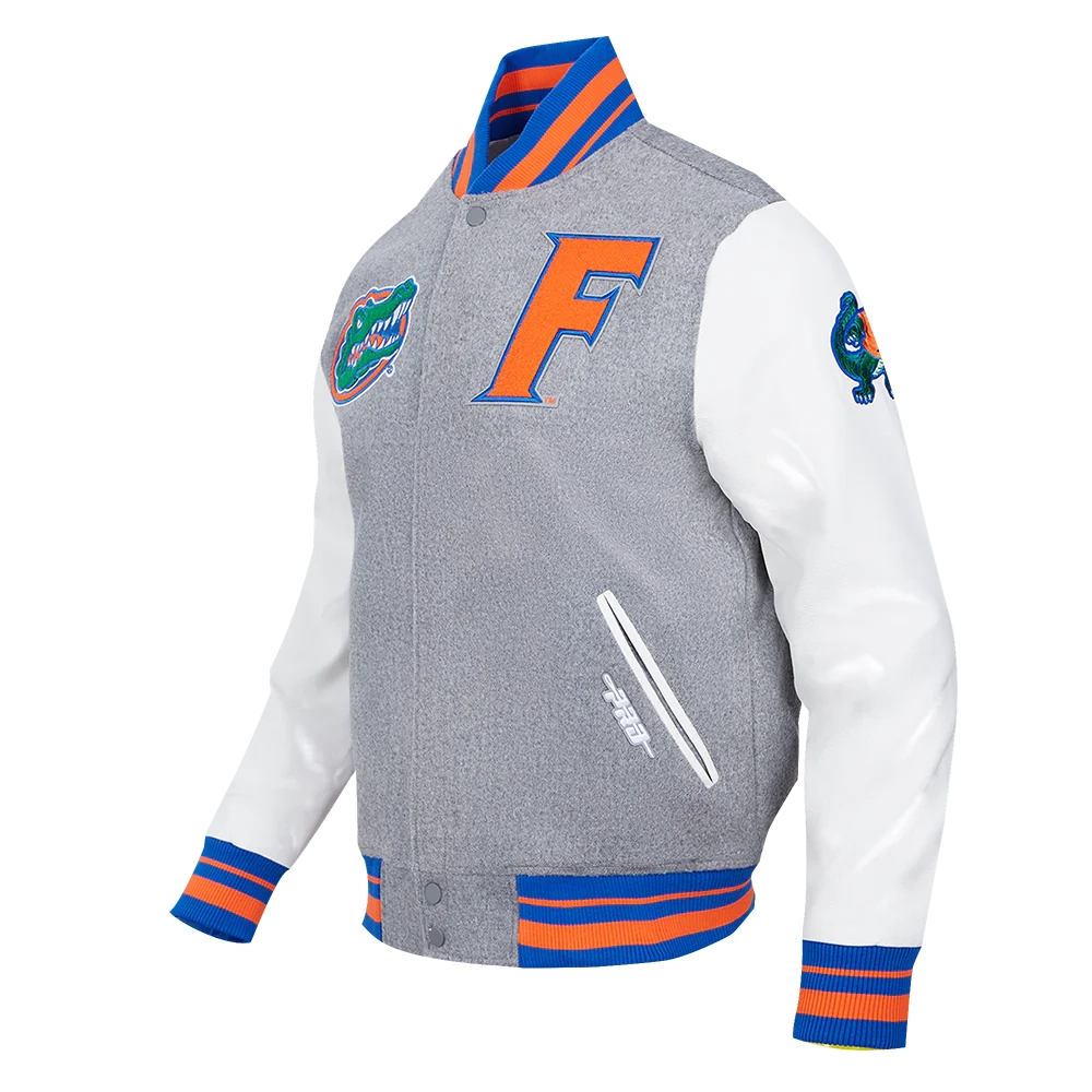 Florida gators classic grey wool leather varsity jacket