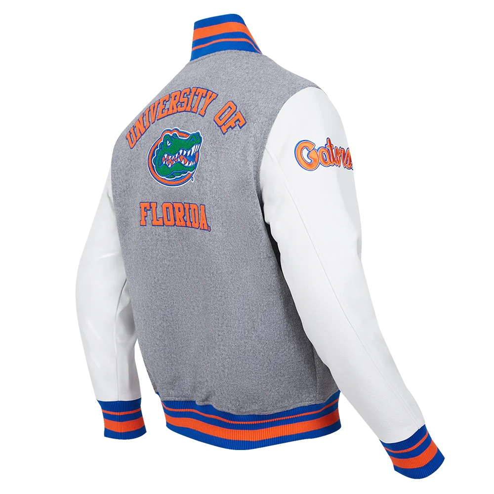 Florida gators classic greywhite wool leather jacket