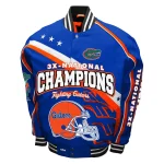 Florida Gators Football 3x Time National Champions Royal Blue Satin Jacket