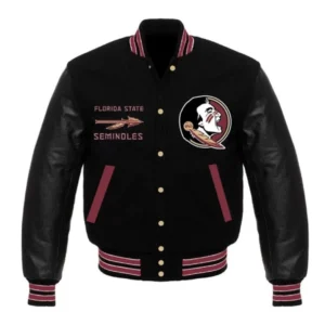 Florida state seminoles black wool leather varsity jacket 1