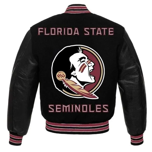 Florida state seminoles black wool leather varsity jacket 2
