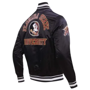 Florida state seminoles classic full snap black satin jacket