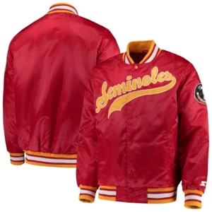 Florida state seminoles o line red satin varsity jacket 3