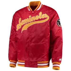 Florida state seminoles o line red satin varsity jacket 4