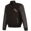 Florida state seminoles one color black wool leather varsity jacket 1