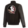 Florida state seminoles one color black wool leather varsity jacket