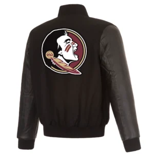 Florida state seminoles one color black wool leather varsity jacket