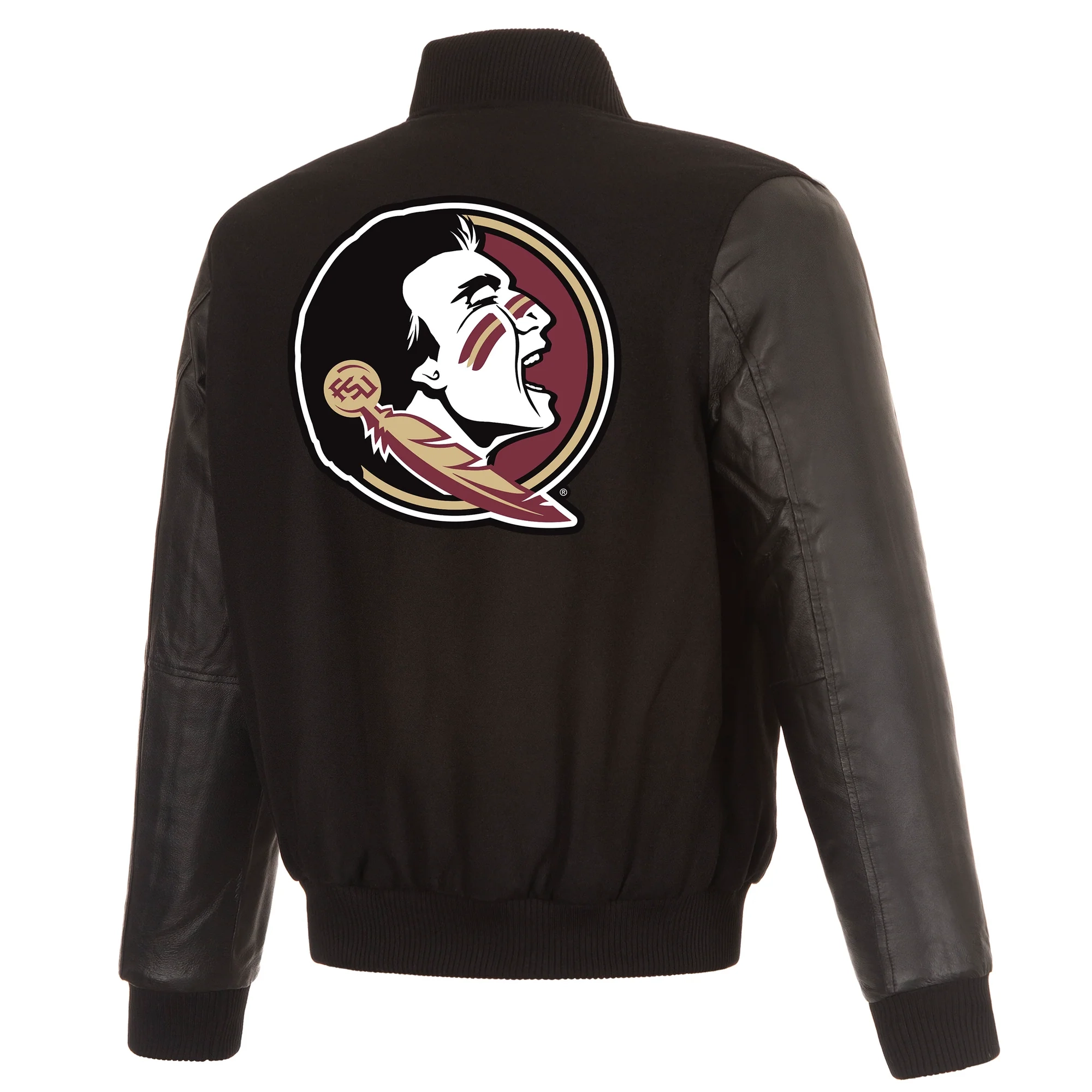 Florida state seminoles one color black wool leather varsity jacket