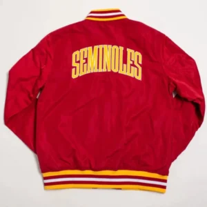 Florida state seminoles script red satin varsity jacket 1 1