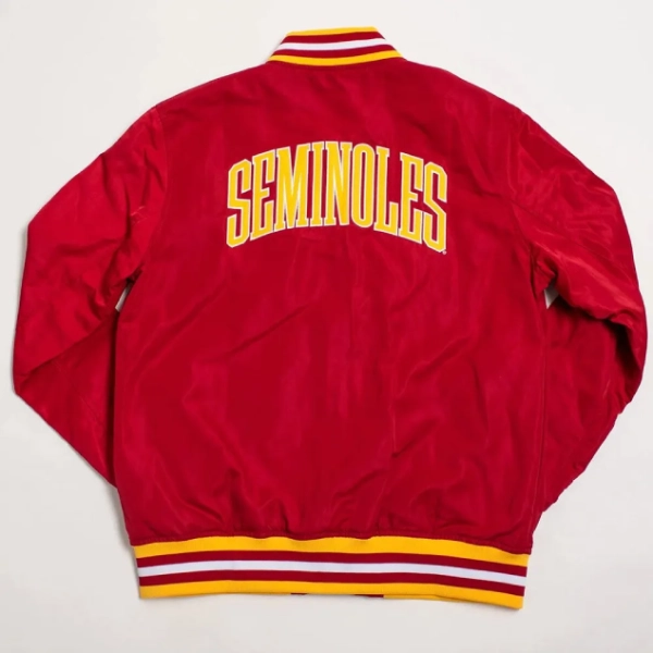 Florida state seminoles script red satin varsity jacket 1 1