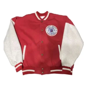 Fresno state university bulldogs 90s redwhite satin varsity jacket 1