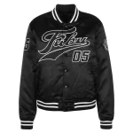 FUBU College Full-Snap Satin Black Jacket
