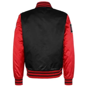 Fubu college full snap black red satin varsity jacket