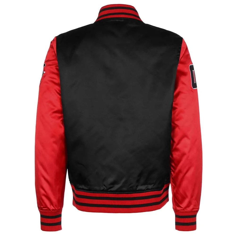 Fubu college full snap black red satin varsity jacket