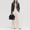 Full view black womens magalie leather jacket
