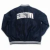 Georgetown hoyas script bomber navy satin varsity jacket 1