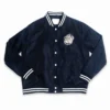 Georgetown hoyas script bomber navy satin varsity jacket 2