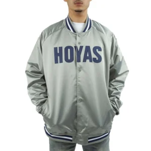 Georgetown hoyas university gray satin varsity jacket 1