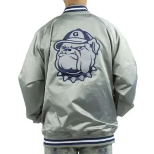 Georgetown hoyas university gray satin varsity jacket