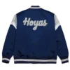 Georgetown hoyas university rib knitted navy satin varsity jacket
