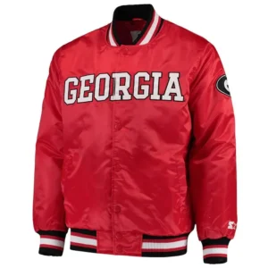 Georgia bulldog o line red satin varsity jacket 2