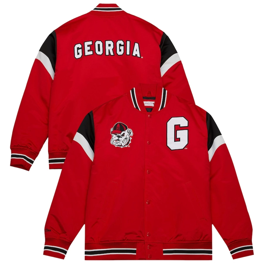 Georgia bulldogs heavyweight red satin varsity jacket 1