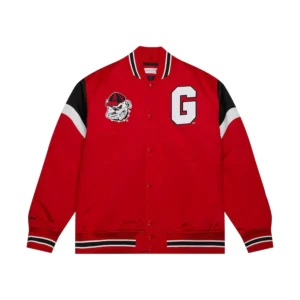 Georgia bulldogs heavyweight red satin varsity jacket 2