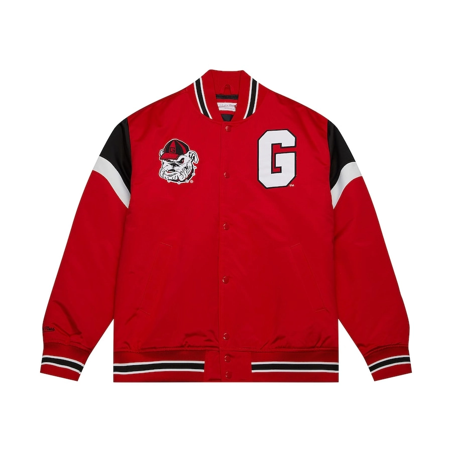 Georgia bulldogs heavyweight red satin varsity jacket 2