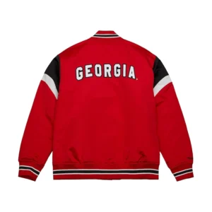 Georgia bulldogs heavyweight red satin varsity jacket 3