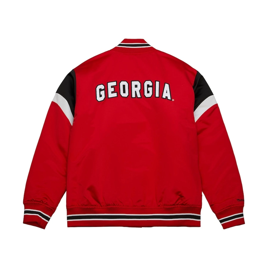 Georgia bulldogs heavyweight red satin varsity jacket 3