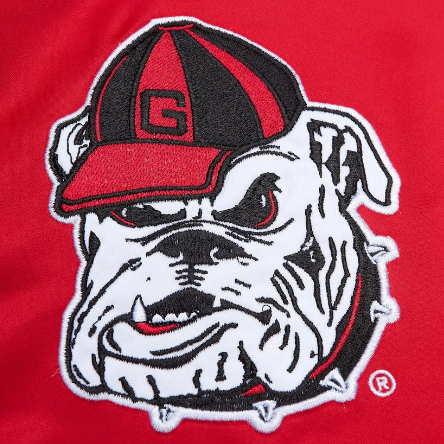 Georgia bulldogs heavyweight red satin varsity jacket 4