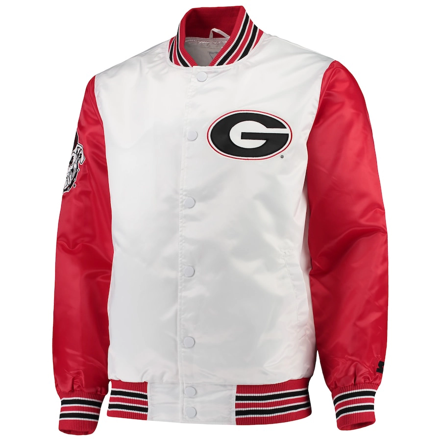 Georgia bulldogs the legend whitered satin varsity jacket 3