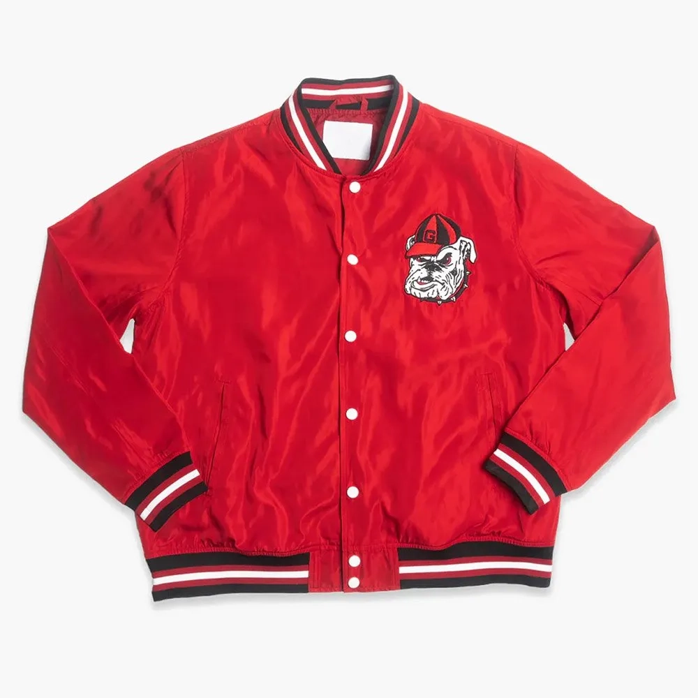Georgia bulldogs vintage dawgs logo bomber red jacket 2