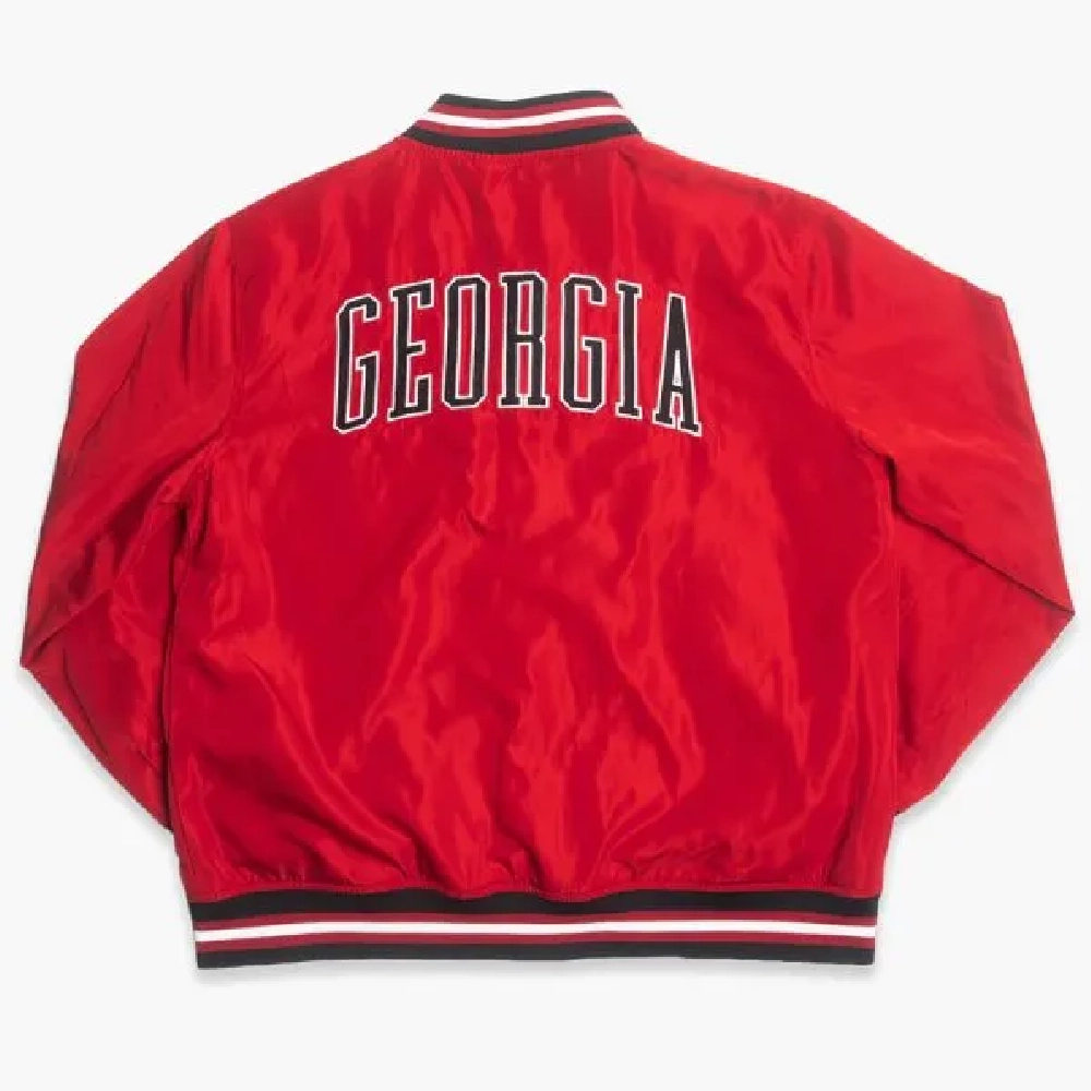 Georgia bulldogs vintage dawgs logo bomber red jacket
