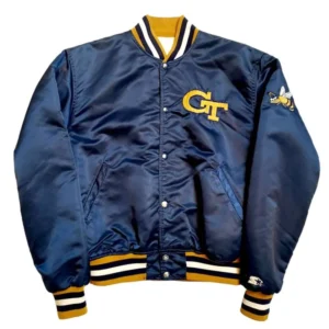 Georgia tech 1986 navy satin varsity jacket 1