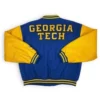Georgia tech 90s blue yellow wool leather varsity jacket