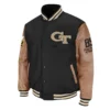 Georgia tech black brown wool leather varsity jacket 2