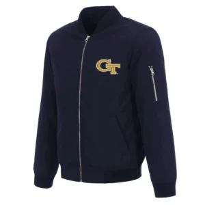 Georgia tech university nylon bomber navy wool varsity jacket 1