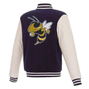 Georgia tech wool leather varsity jacket
