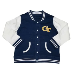 Georgia tech yellow blue white wool leather varsity jacket 1