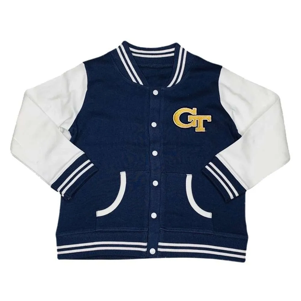 Georgia tech yellow blue white wool leather varsity jacket 1