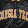 Georgia tech yellow enforcer full snap satin varsity jacket black 3