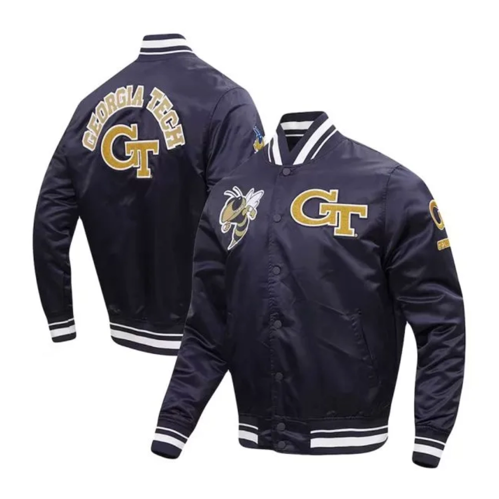 Georgia tech yellow jackets classic navy satin jacket