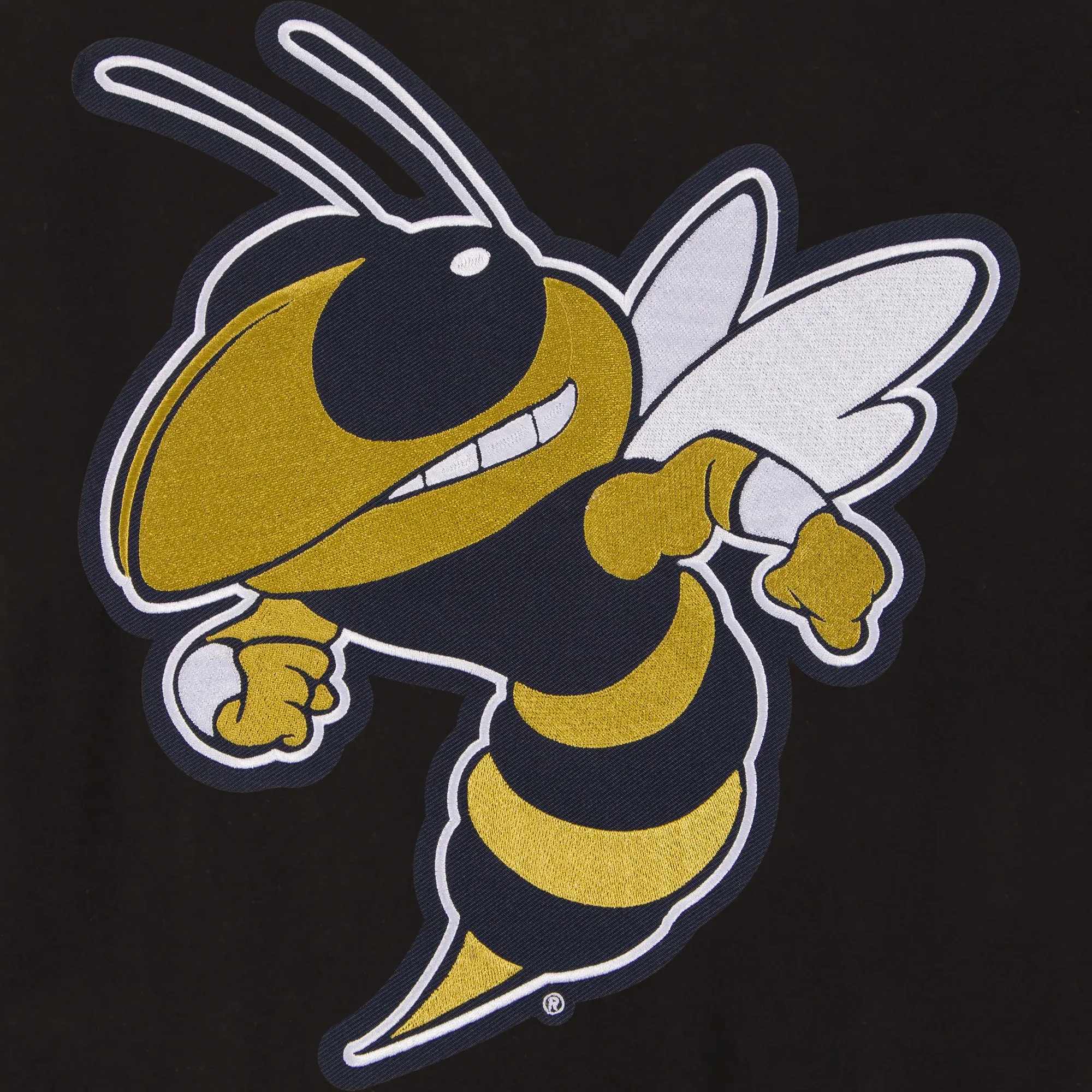 Georgia tech yellow jackets one color black wool leather varsity jacket 2